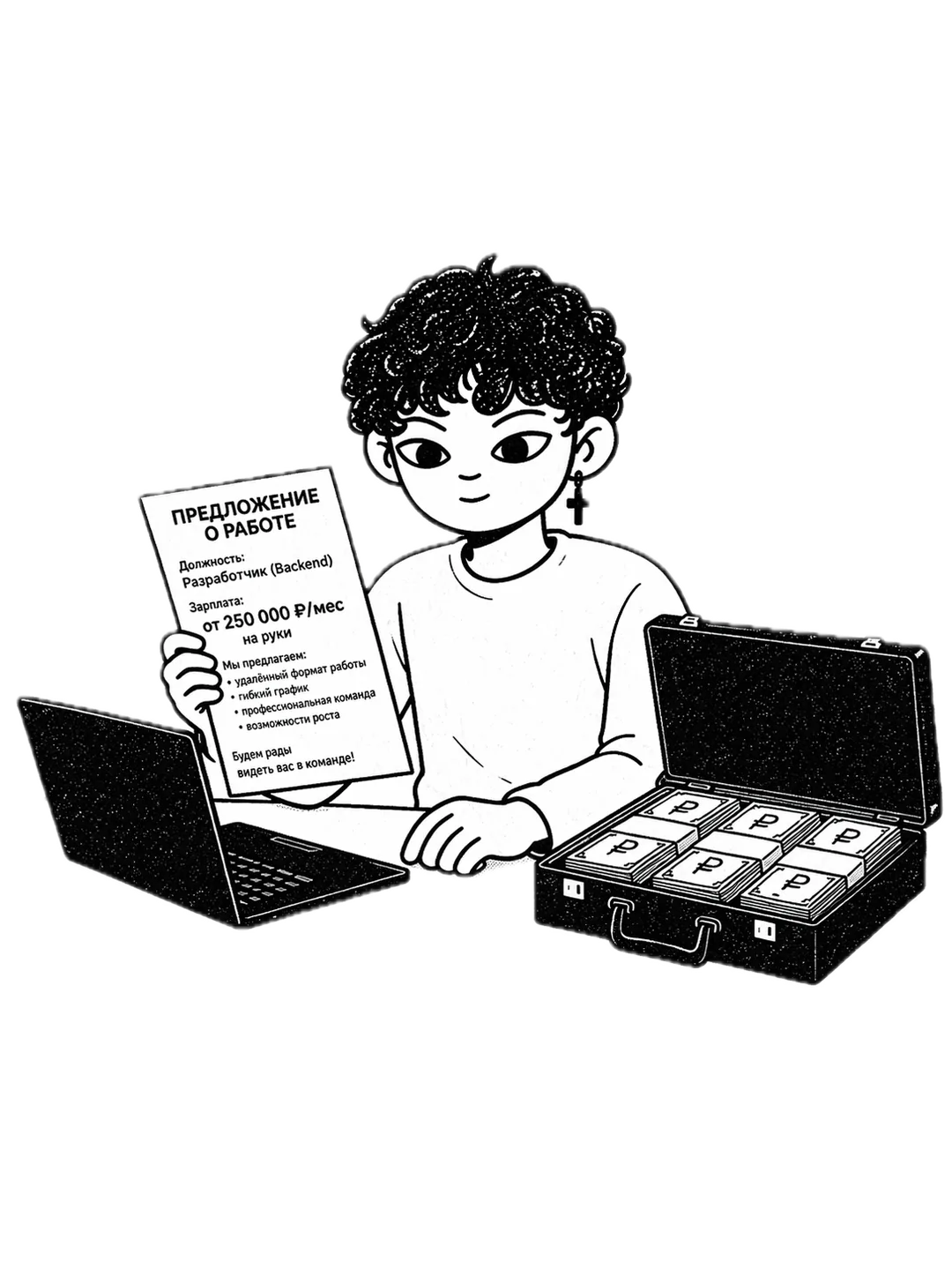 Ученик получает оффер на backend-разработчика — предложение о работе и зарплата от 250 000 ₽